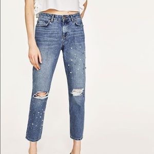 Zara mom fit pearl jeans